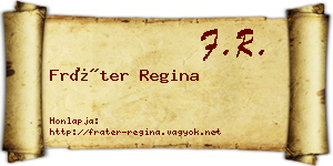 Fráter Regina névjegykártya